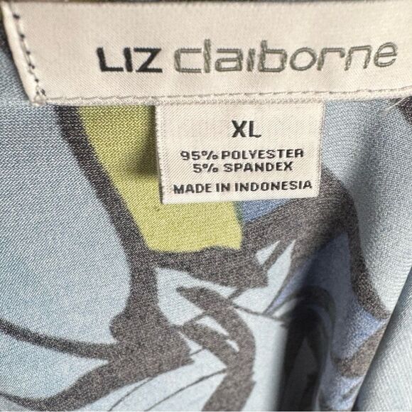 Liz Claiborne blue and lime green abstract print top size XL - Picture 4 of 5